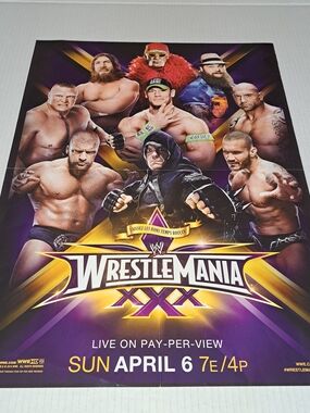 WWE magazine poster. 2-sided w/ Team Hogan & WrestleMania XXX 15"x20".